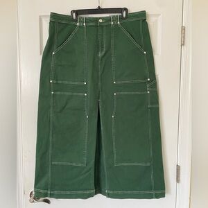 Pilcro Anthropologie Green Carpenter Maxi Skirt